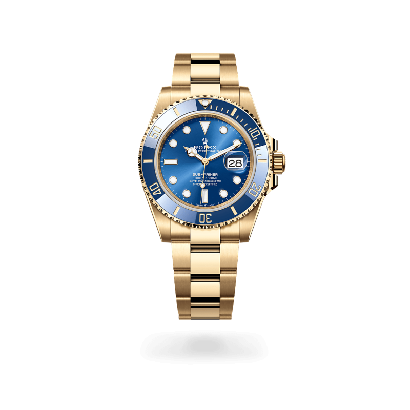 Rolex Submariner Date en Or jaune 18 ct dotée d'un cadran Bleu roi chez Auberi, détaillant officiel Rolex. Réf : M126618LB-0002