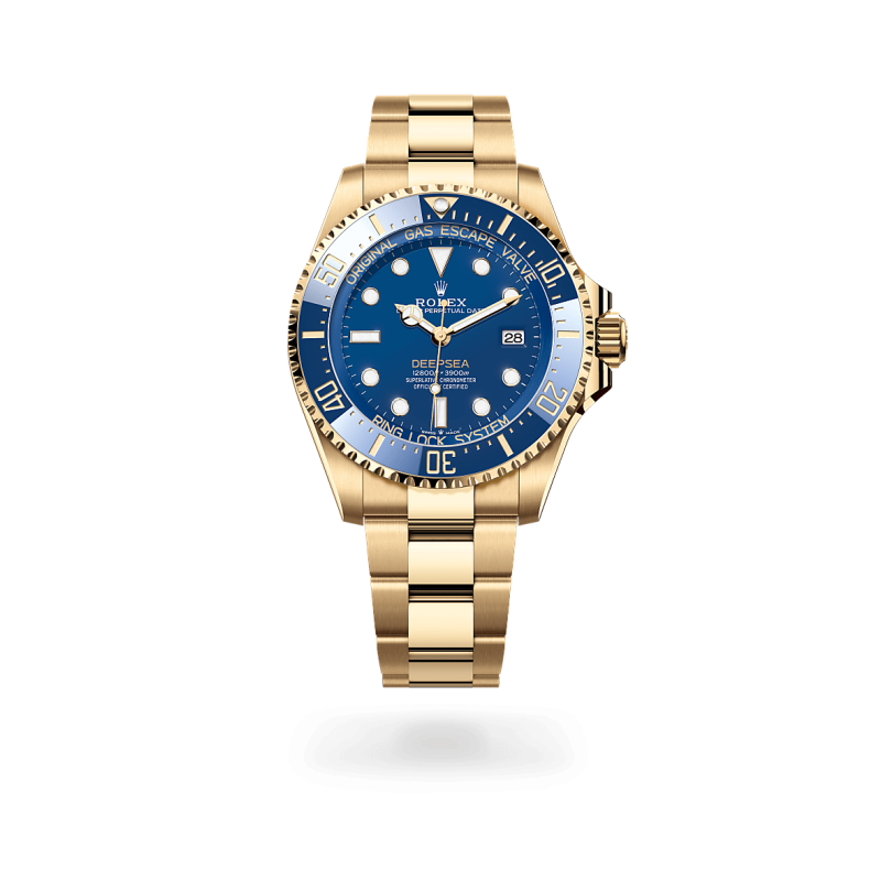 Rolex Rolex Deepsea en Or jaune 18 ct dotée d'un cadran Bleu chez Auberi, détaillant officiel Rolex. Réf : M136668LB-0001