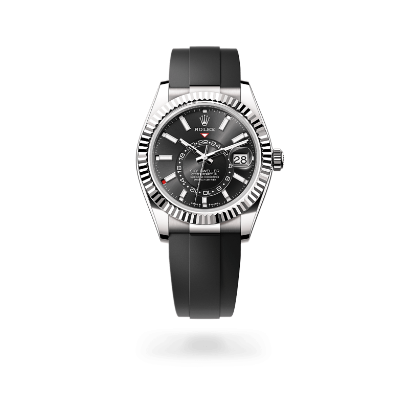 Rolex Sky-Dweller en Or gris 18 ct dotée d'un cadran Noir vif chez Auberi, détaillant officiel Rolex. Réf : M336239-0002