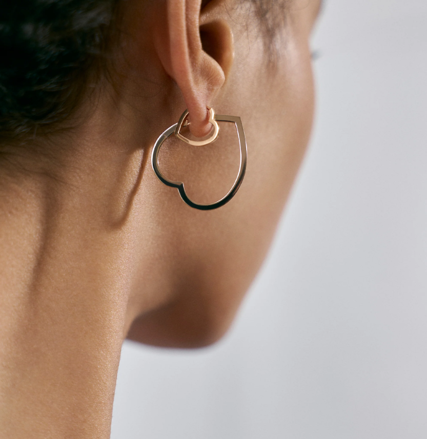 Small Repossi Antifer Heart hoop earrings in pink gold