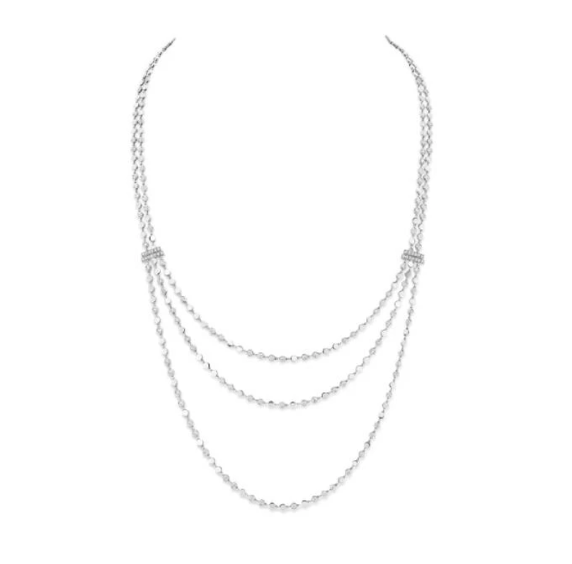 Collier Long Messika D-Vibes Multi rangs Or Blanc