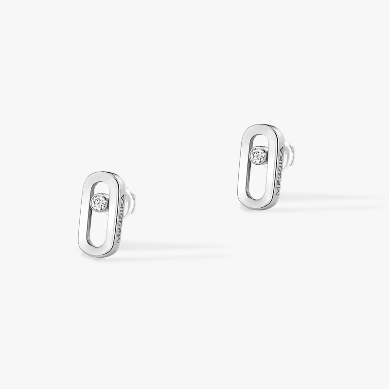 Move uno chip earrings in white gold and 2 diamonds 0.034 cts
