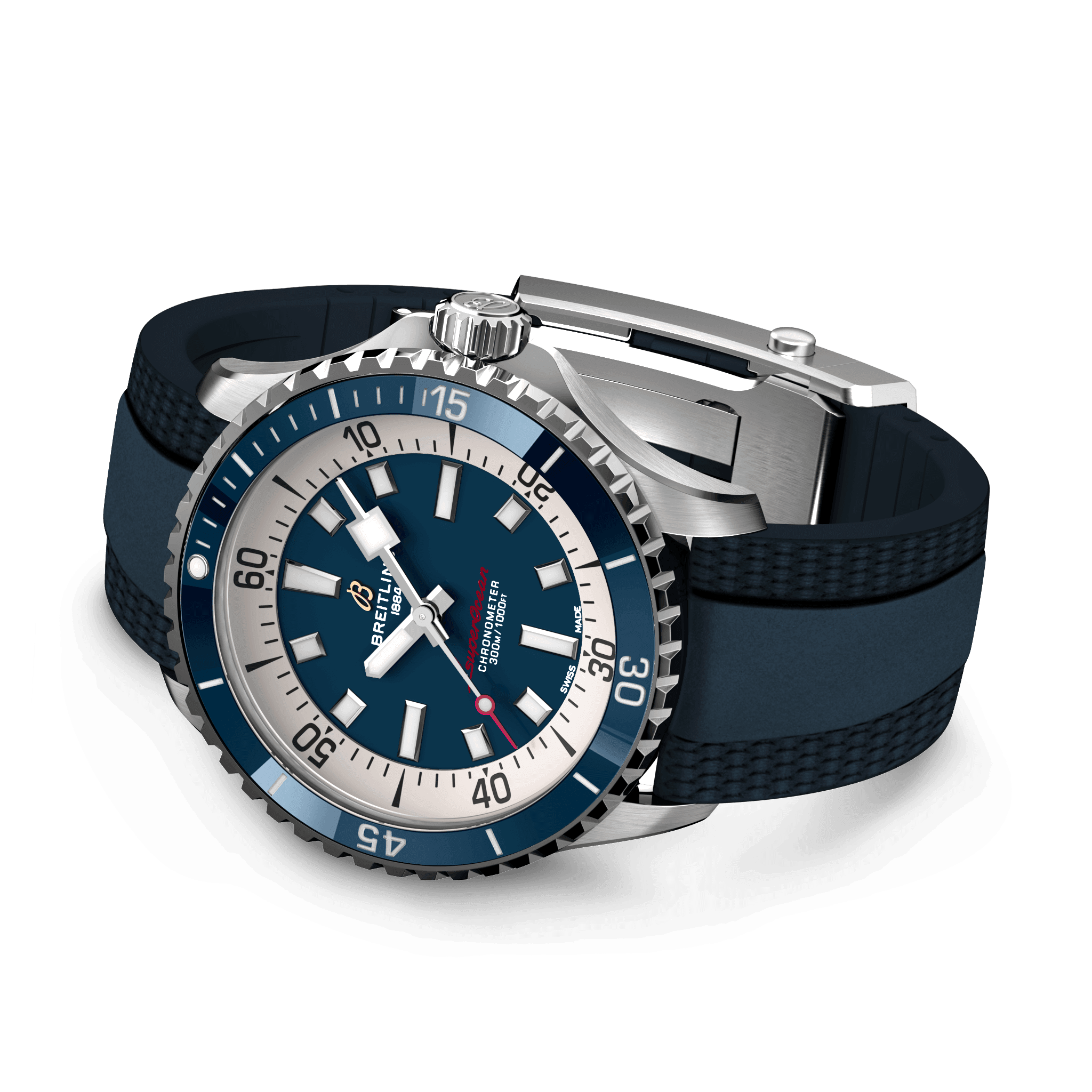 Superocean iii auto 42 mm cal 17 steel case blue ceramic bezel brac diver pro iv blue bd steel