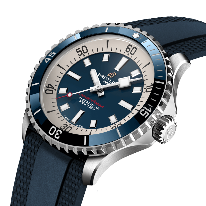 Superocean iii auto 42 mm cal 17 steel case blue ceramic bezel brac diver pro iv blue bd steel