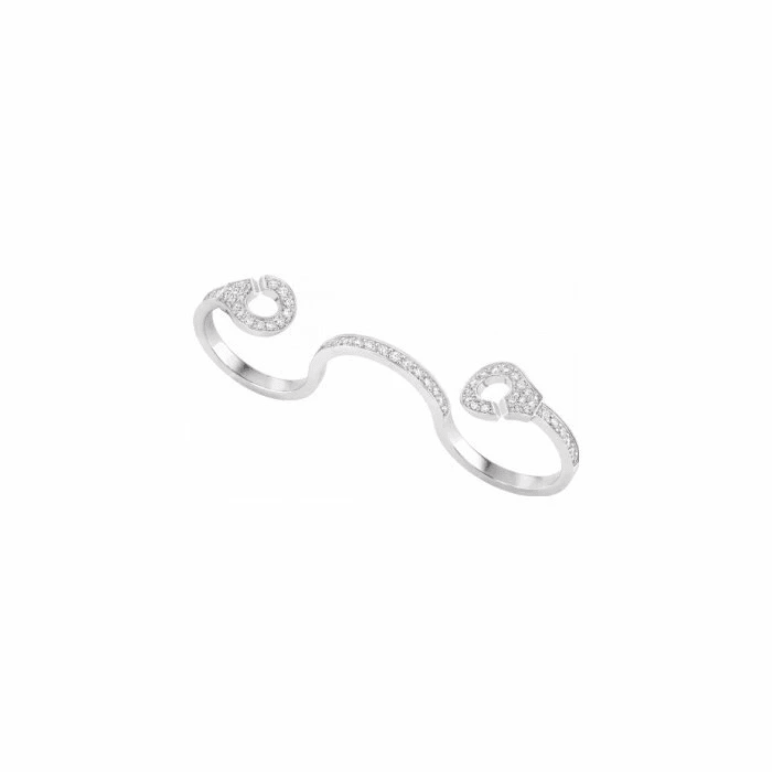 Handcuff ring r10 triple white gold and diamonds 0.99 cts size m