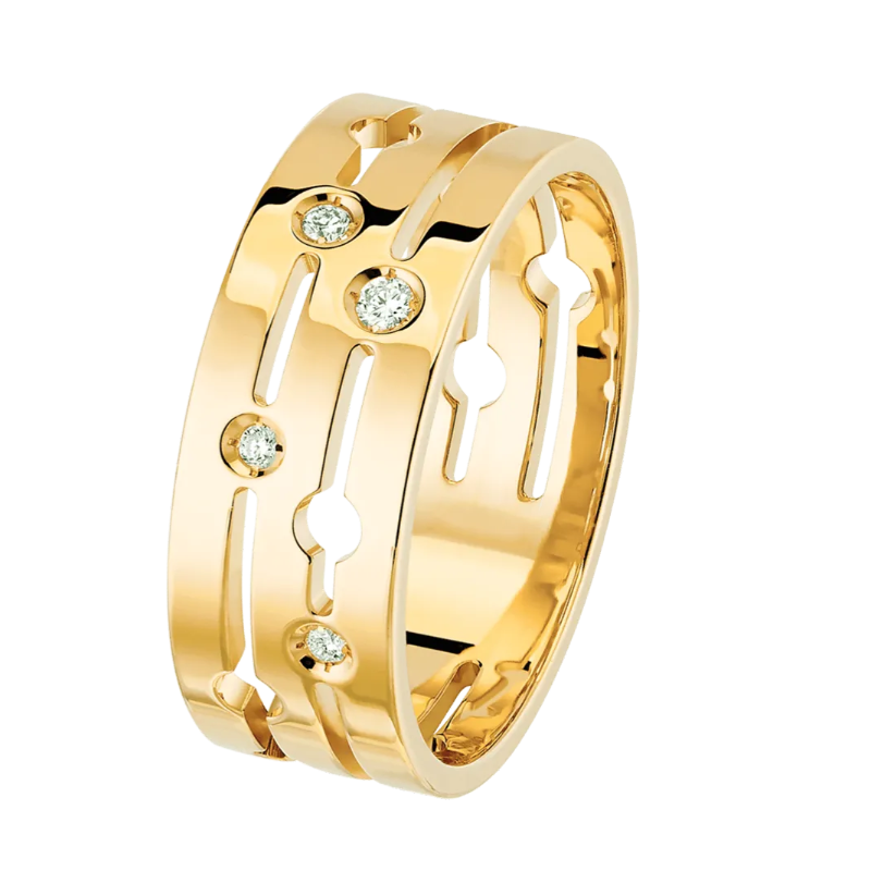 Pulse mm ring in yellow gold and diamonds 0.056 cts