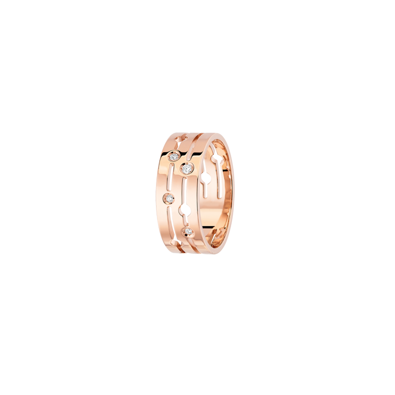 Pulse mm ring in pink gold and 0.05ct diamonds