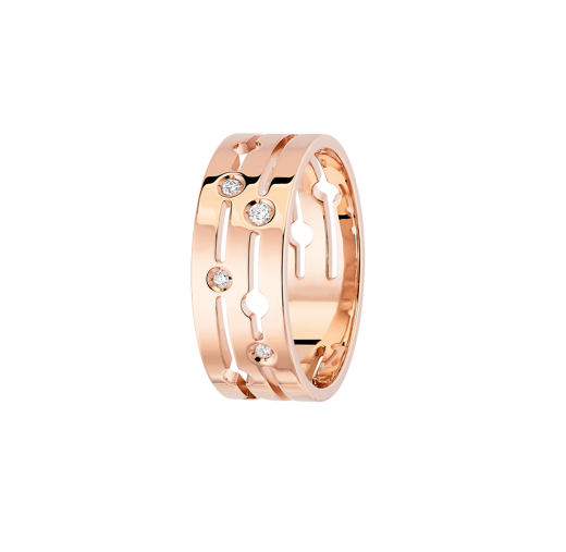 Pulse mm ring in pink gold and 0.05ct diamonds